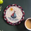 Handmade Sailboat Round Jute Fiber Placemat
