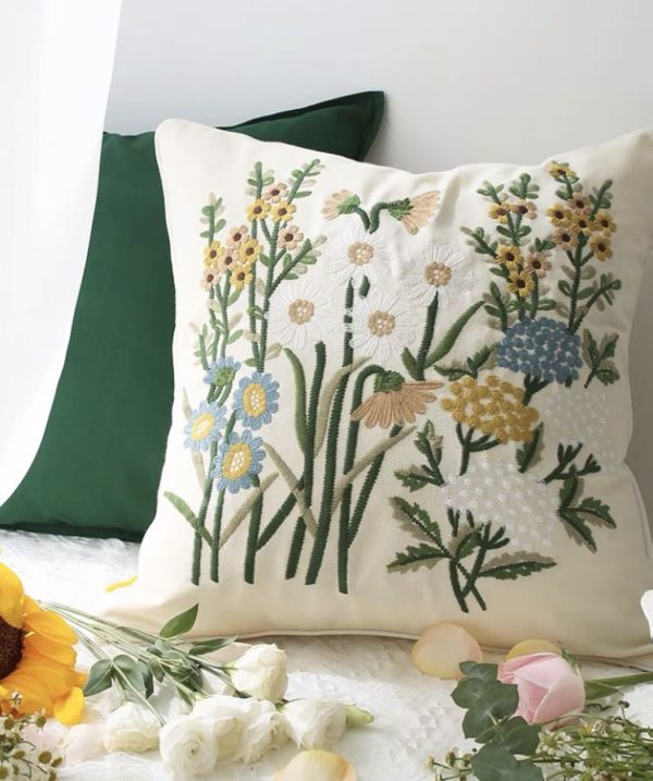 Embroidered Cotton Cushion Cover