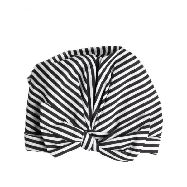 Waterproof reusable striped shower cap