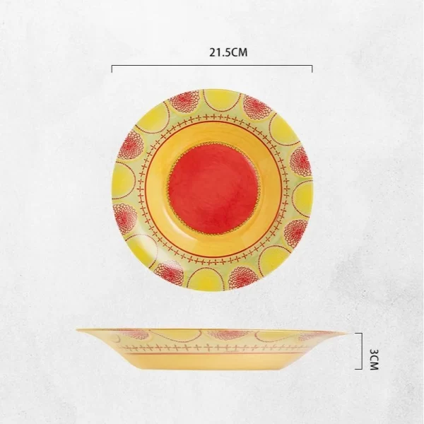 modern colorful glass plate with rim for microwave