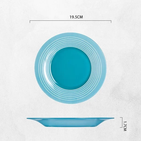 modern blue glass plate with rim for microwave