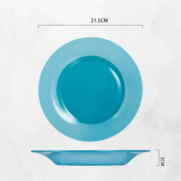 modern blue glass plate with rim for microwave